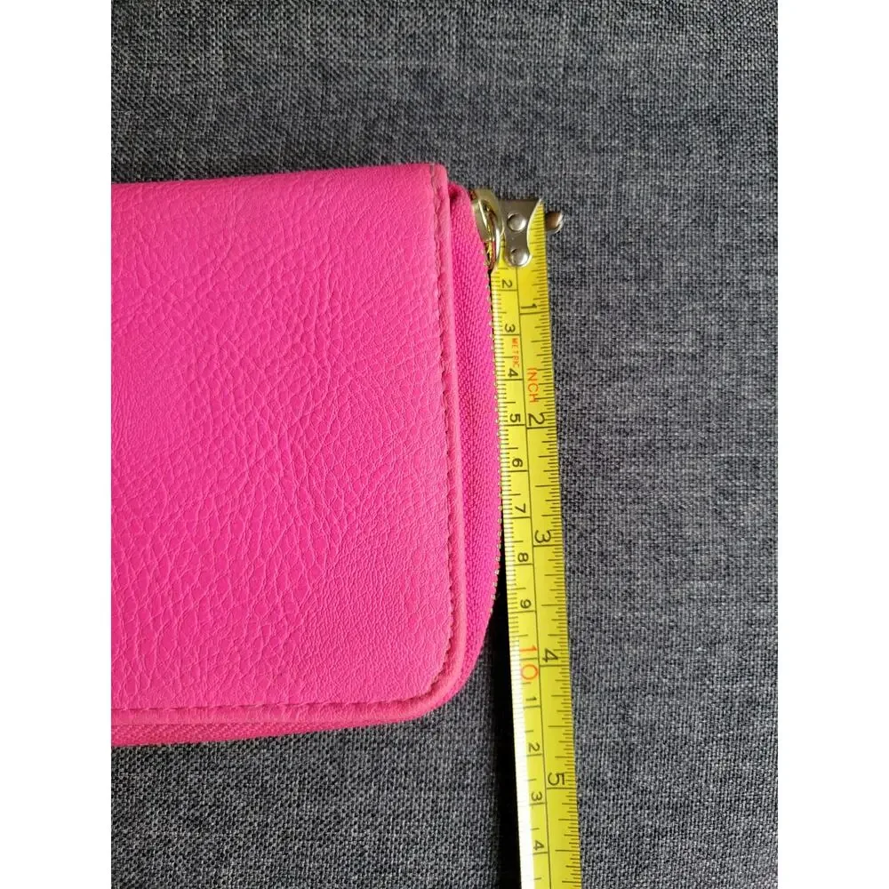 Pink Vegan Leather Wallet Zippered pouch and credit card holders  5 x 4